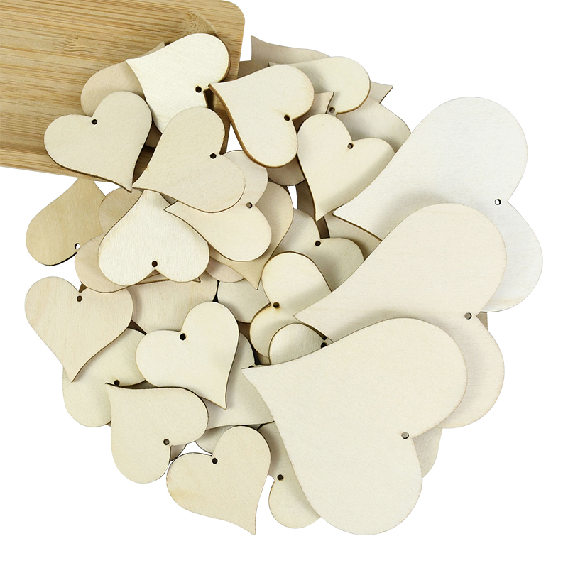 Oud Wood Chip - 10-100pcs Unfinished Blank Wooden Heart Shaped