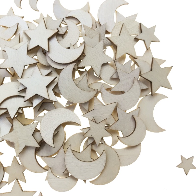 Oud Wood Chip - 100pcs 10mm/15mm/20mm Mixed Wooden Cutouts Blank