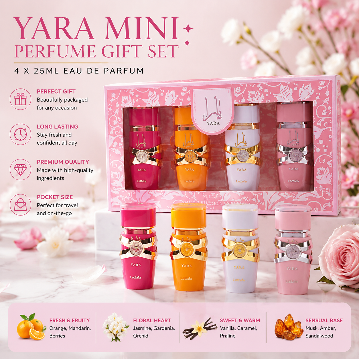 Yara Perfume Fragrance - Yara Mini Perfume Gift Set 4x25ml