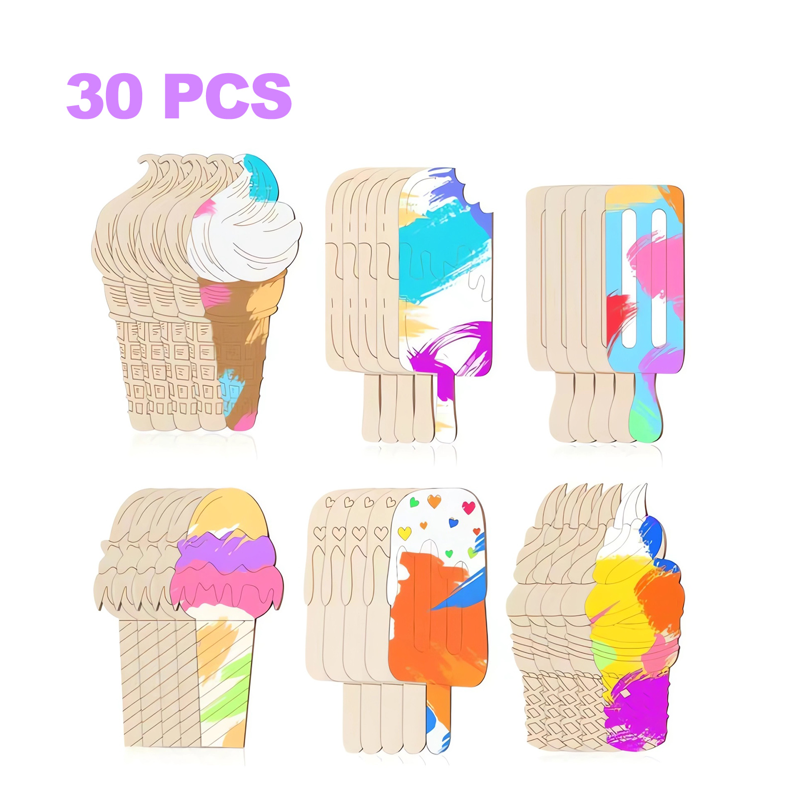 6/30pcs Ice Cream Wood Cutouts – Oud Wood Chip Bewertung und Preis